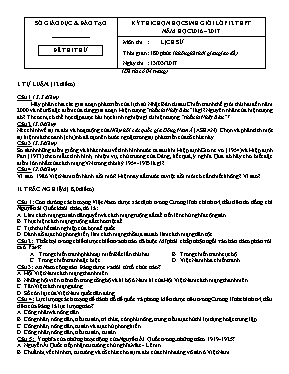 Đề thi thử chọn học sinh giỏi Lịch sử lớp 12 - Năm học 2016-2017